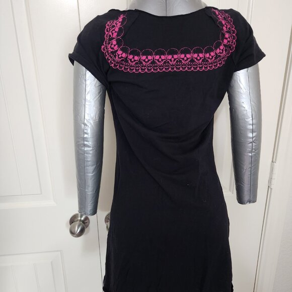 Kreepsville 666 Serial Killer Pink Skull Bodycon Dress - Picture 3 of 6